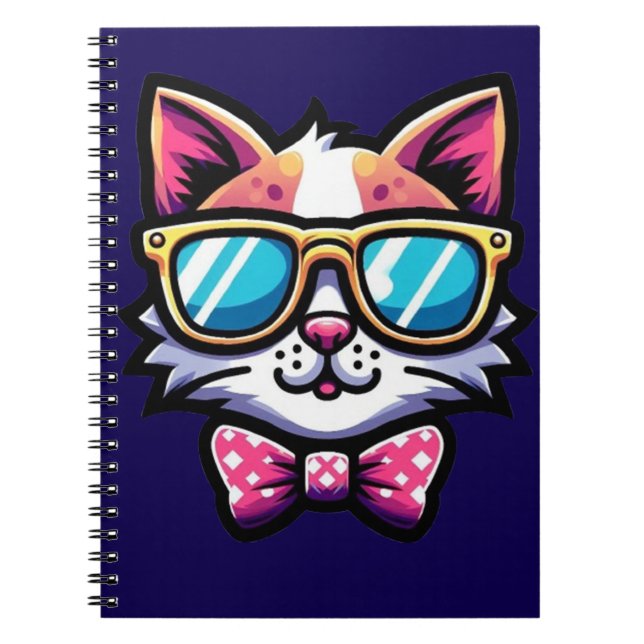 Cahier Chat Cool – Papeterie Amusante et Élégante (Devant)
