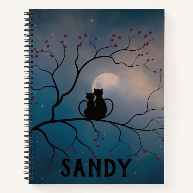 Cahier chats noirs Halloween et lune (Devant)