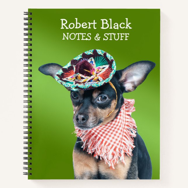 Cahier Chihuahua dans un Sombrero Mexicain (Devant)