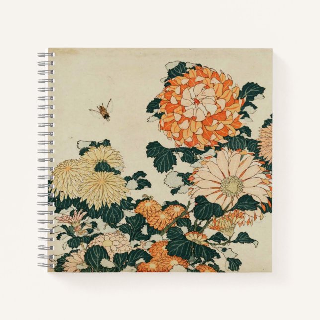 Cahier Chrysanthèmes et Taons de Hokusai (Devant)