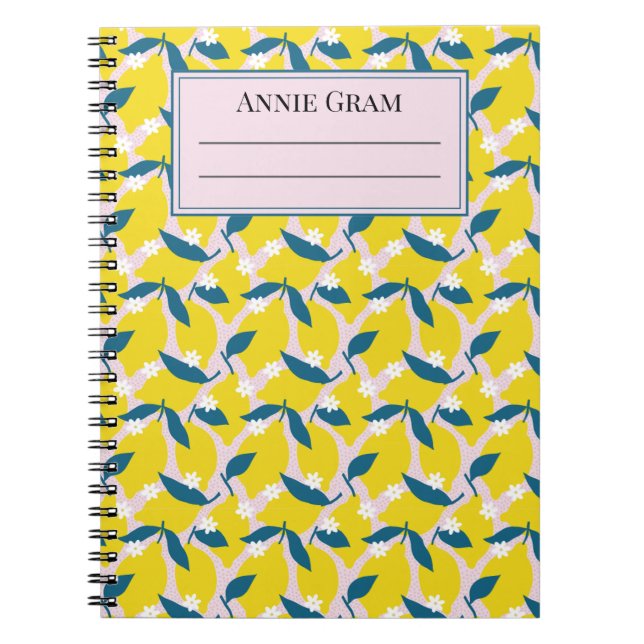 Cahier Citrons Fantaisistes & Feuilles Bleues  (Devant)