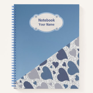 Cahier cœurs bleus motif