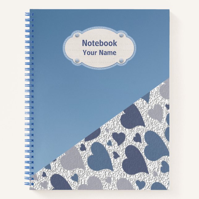 Cahier cœurs bleus motif (Devant)