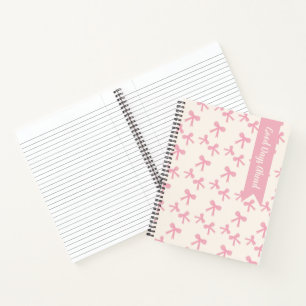 Cahier Coquette Dessiné à la Main avec Ruban Rose