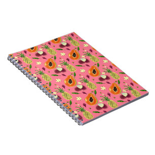 Cahier corail à motif de fruits tropicaux hawaïens