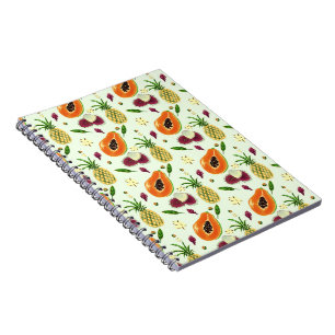 Cahier crème à motif de fruits tropicaux hawaïens