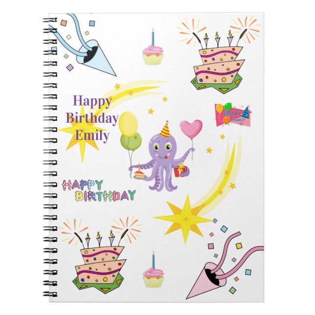 Cahier Cupcake Pieuvre Joyeux Anniversaire (Devant)