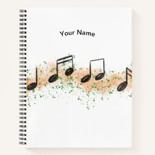 Cahier d'art abstrait de notes de musique colorées