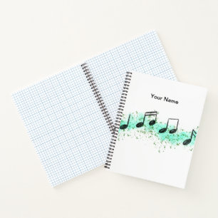 Cahier d'art abstrait Notes de musique - Aqua et V