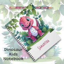 Cahier d'aventure dinosaure rose pour enfants