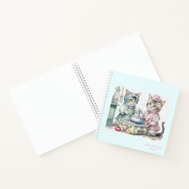 Cahier de bullet journal chats dans la cuisine (Intérieur)