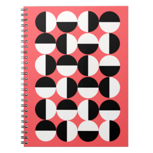 Cahier de cercles géométriques noir et blanc moder