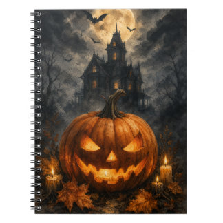 Cahier de citrouille d'Halloween de maison hantée