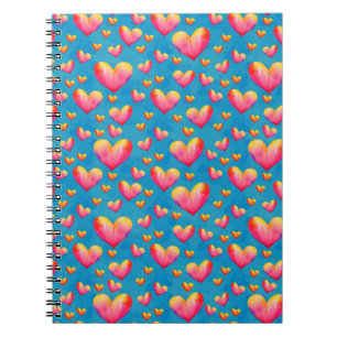 Cahier de coeurs aquarelles multicolores