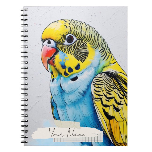 Cahier de collage personnalisé avec perroquet bleu (Devant)