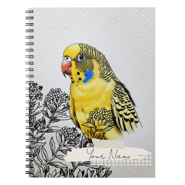 Cahier de Collage Personnalisé Perruche Jaune (Devant)