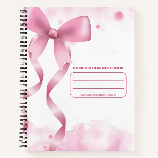 Cahier de composition à règle large avec noeud ros (Devant)