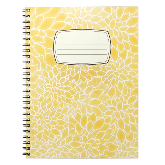 Cahier de composition de dahlias jaune pastel (Devant)