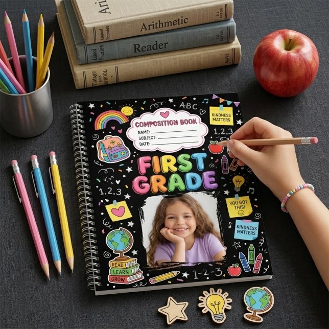Cahier de composition de première année Noir Photo (Créateur téléchargé)