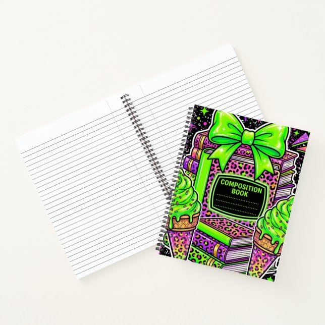Cahier de composition imprimé léopard rose néon 90 (Intérieur)