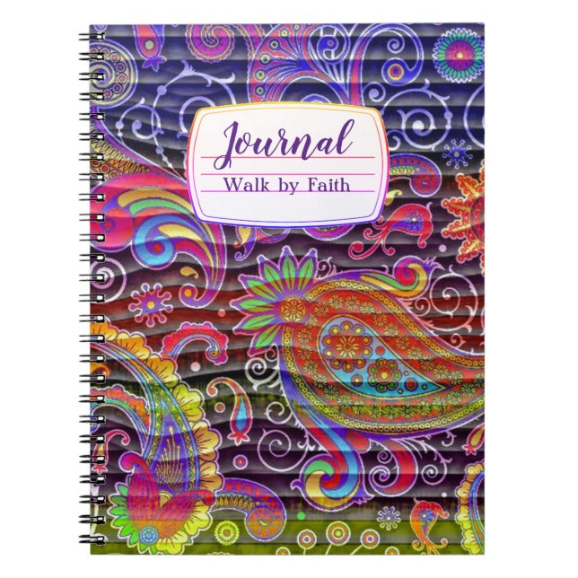 cahier de composition ondulé à motifs paisley de c (Devant)