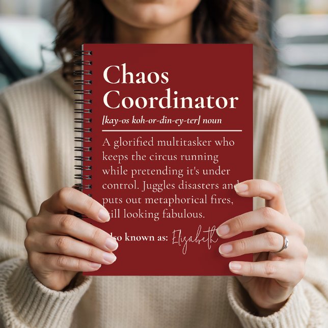 Cahier de Coordinateur de Chaos Personnalisé Cadea (Personalized Chaos Coordinator Notebook Gift for Boss, Funny Chaos Coordinator Journal Gift for Team)