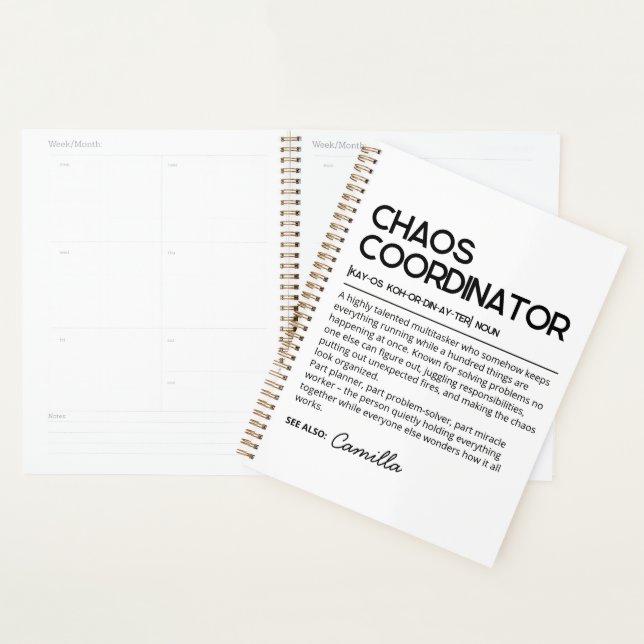 Cahier de coordinateur de chaos personnalisé, défi (Devant avec enveloppe)
