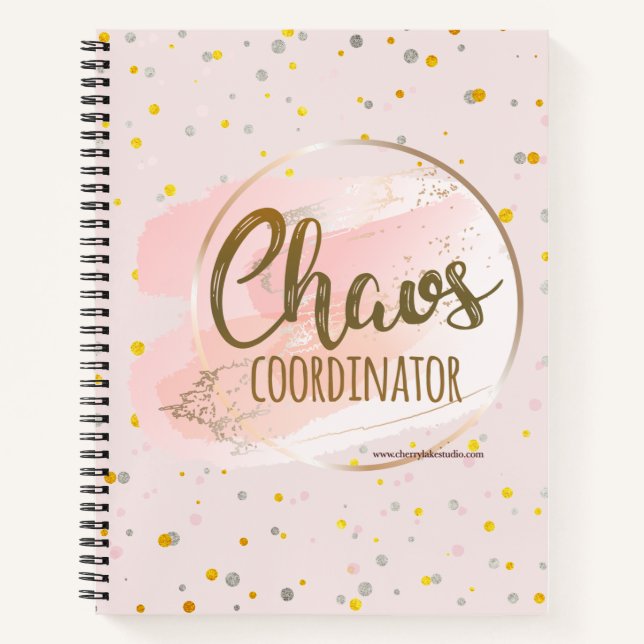Cahier de coordination du chaos rose et or (Devant)