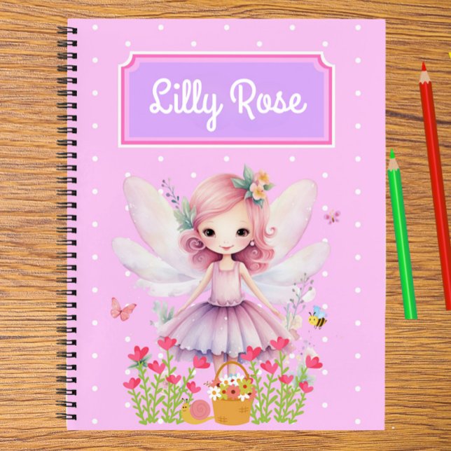 Cahier de création pour enfants "Jolie fée" : écri (Cute Mauve Fairy Kid's Write & Draw Story Notebook Personalized For Your Little One!)