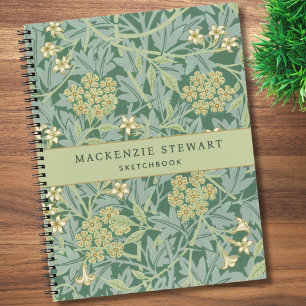 Cahier de croquis à motif floral jasmin vert