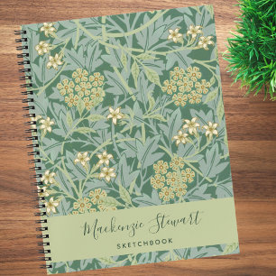 Cahier de croquis à motif floral jasmin vert