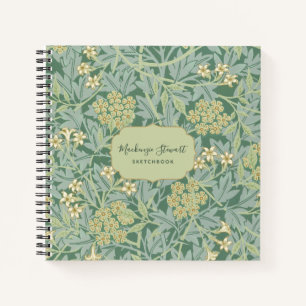 Cahier de croquis à motif floral jasmin vert