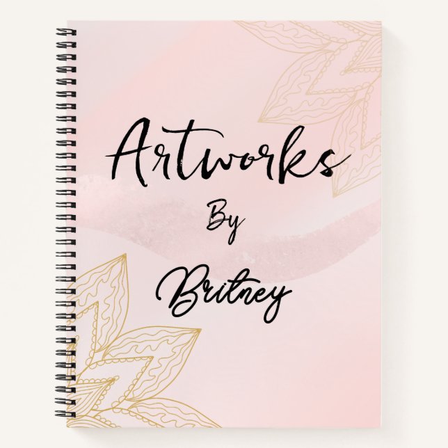 Cahier de croquis Blush Pink Script Name Artwork  (Devant)