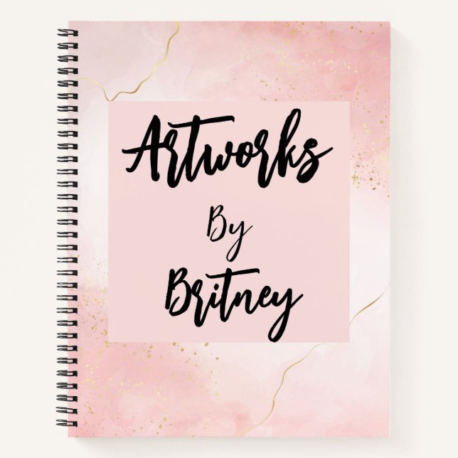 Cahier de croquis Blush Pink Script Name Artwork (Devant)