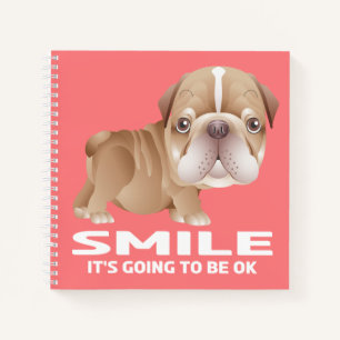 Cahier de croquis Chien boule Bulldog rose Dessina