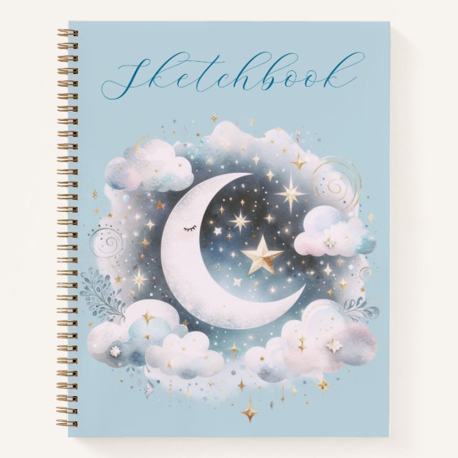 Cahier de croquis Croissant de Lune Bleu Blanc Cél (Devant)