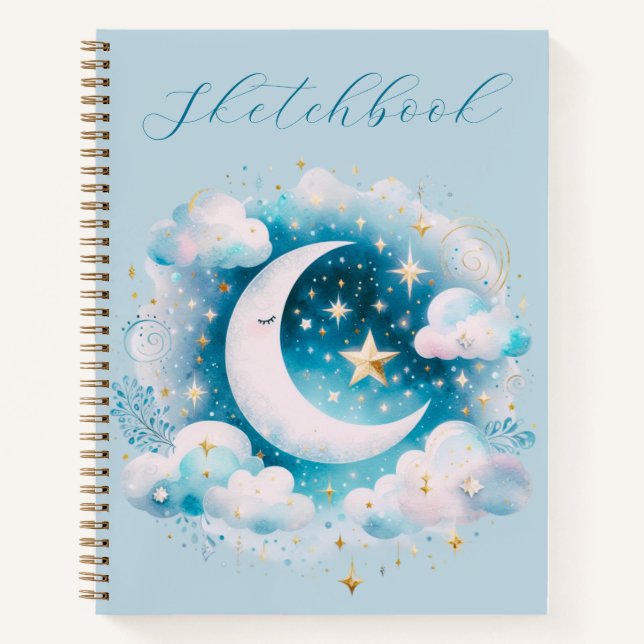 Cahier de croquis Croissant de Lune Bleu Blanc Cél (Devant)