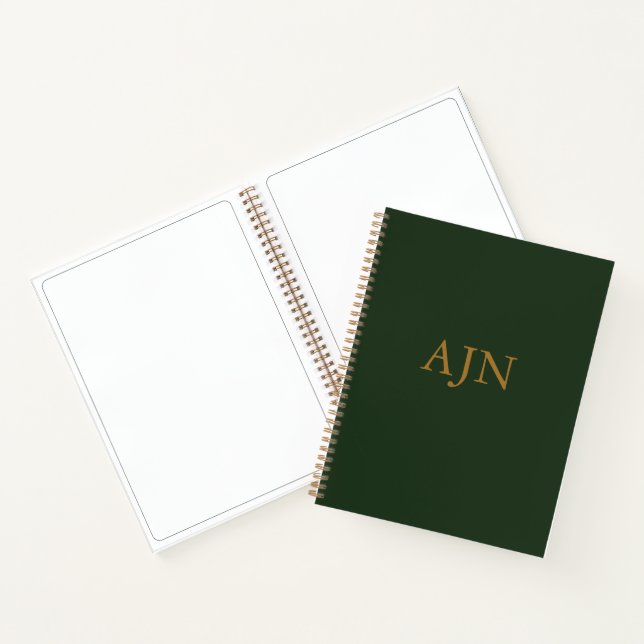 Cahier de croquis d'art à monogramme vert Cadeau (Intérieur)