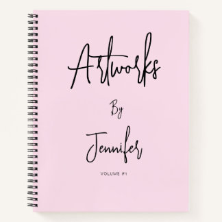Cahier de croquis de nom de script noir rose