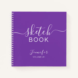 Cahier de croquis élégant Votre nom écriture viole