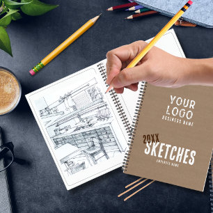 Cahier de croquis employé en papier kraft à charme