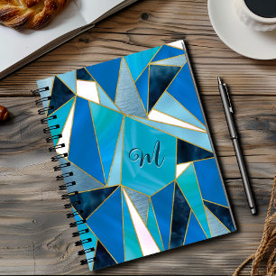 Cahier de croquis géométrique turquoise bleu chic