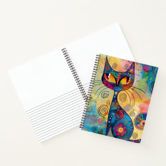 Cahier de croquis ligné Fleur de chat abstrait col