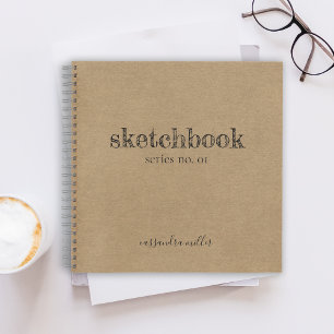 Cahier de croquis papier kraft lettrage manuel rus