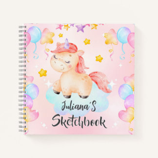 Cahier de croquis personnalisé Licorne pour enfant