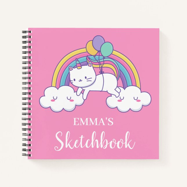 Cahier de croquis personnalisé pour enfants Licorn (Devant)
