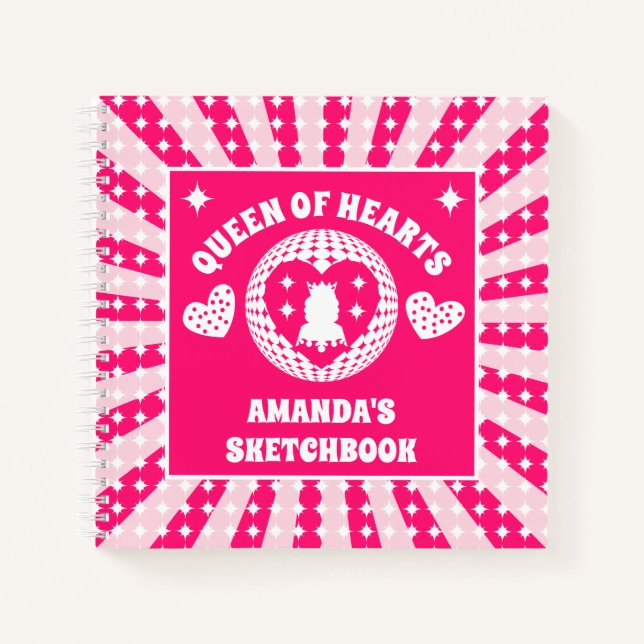 Cahier de croquis personnalisé pour enfants Pink Q (Devant)