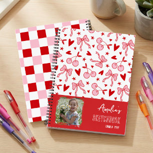 Cahier de croquis photo personnalisé Cerise rouge