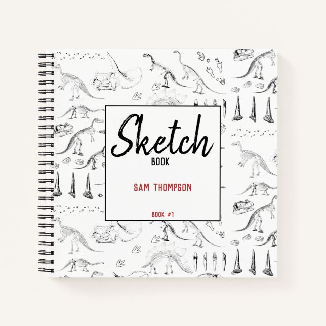 Cahier de Croquis pour Enfants Motif d'Os de Fossi (Devant)
