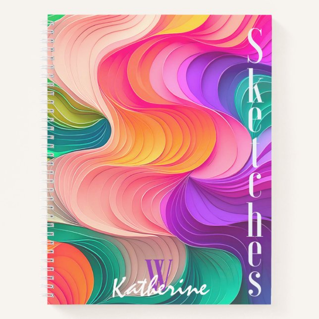 Cahier de croquis vagues en papier multicolore (Devant)